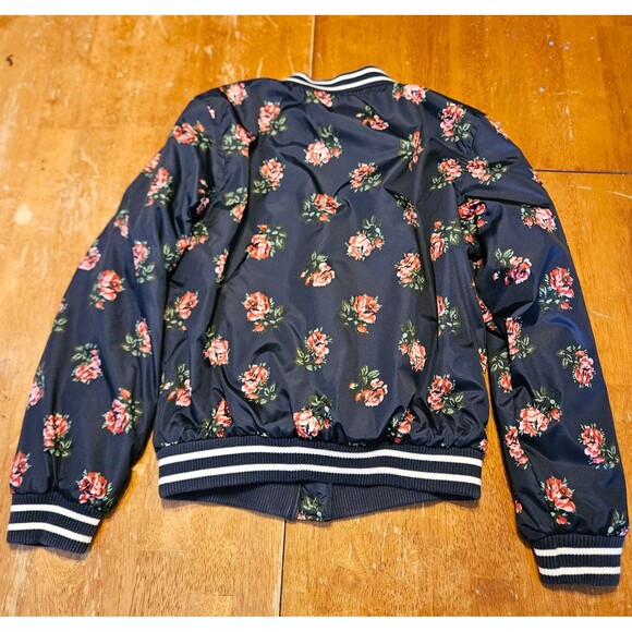 Gap Kids Jacket Size Large Girls Blue and Pink Floral Print - Picture 2 of 3